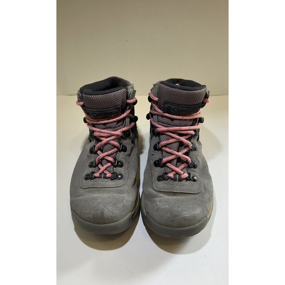 Columbia Women’s Waterproof Hiking Boots Gray Pink Omni-Grip Mid Top Size 7.5